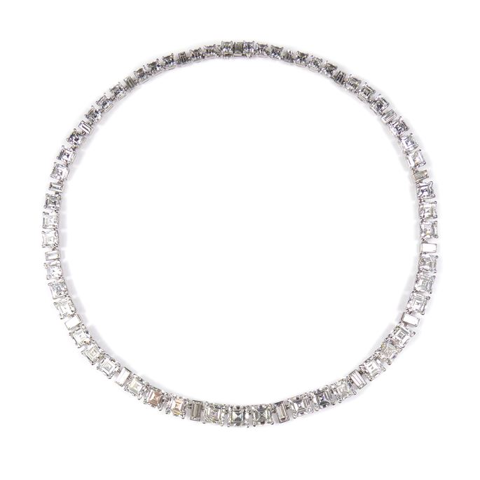   Cartier - Square and rectangular cut diamond necklace | MasterArt